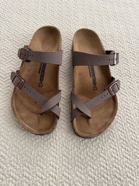 Birkenstock Brown Two-Strap Cross-Front Sandals